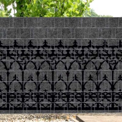 Florenz Fence - Melange mit schwarzen Motivdruck - Sichtschutz Terrasse