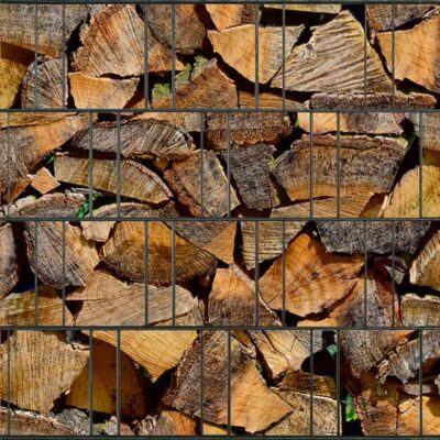 Kaminholz - Bedruckter Sichtschutz Doppelstabmatten Zaun