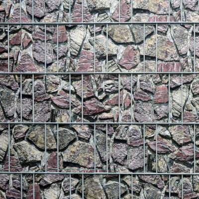 Naturstein - Bedruckter Sichtschutz Streifen Rolle Doppelstab Zaun