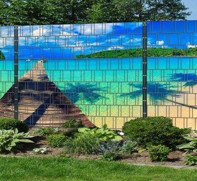 Karibik - Panorama XXL Bedruckte Zaunfolie für Doppelstabmattenzaun