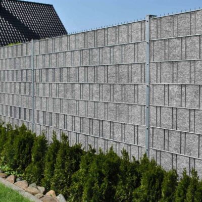 Venezia (hellgrau) - Design Vlies Sichtschutz für Doppelstabmattenzaun