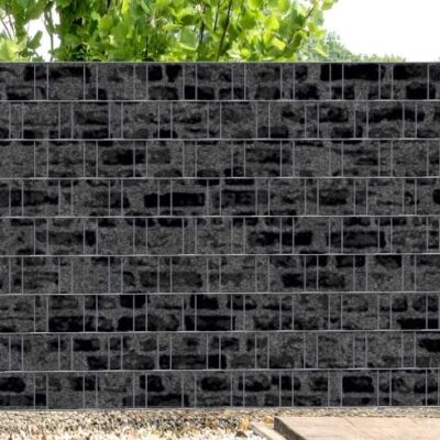 Florenz Stone 1 – Melange-Sichtschutz mit schwarzem Motivdruck für Doppelstabmatten | 2,50 m × 1,80 m | UV-beständig, wetterfest & blickdicht | Design-Sichtschutz aus recyceltem PET