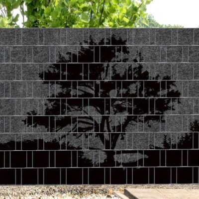 Florenz Country 3 – Melange mit schwarzem Motivdruck | Design-Sichtschutz für Balkon & Gartenzaun | 2,5 m × 1,8 m | UV-beständig & nachhaltig aus recyceltem PET