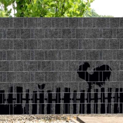 Florenz Country 2 – Melange-Sichtschutz mit schwarzem Motivdruck für Doppelstabmatten | 2,50 m × 1,80 m | UV-beständig, wetterfest & blickdicht | Design-Sichtschutz aus recyceltem PET