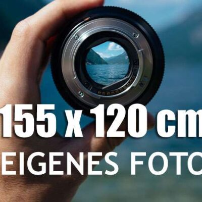 Zaunposter selbst gestalten (155 × 120 cm) | Individuelles Gartenposter zum Bedrucken | UV-beständig, wetterfest & PVC-frei | Hochwertiger Digitaldruck auf Polyester