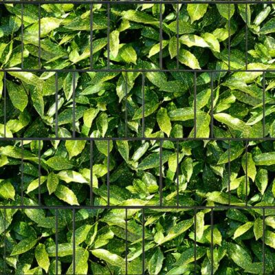 Aukube – Bedruckte Sichtschutzstreifen für Doppelstabmattenzaun | Pflanzenoptik | 26 m Rolle | Beidseitig bedruckt, UV-beständig & wetterfest