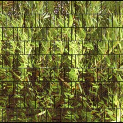 Bambus & Bruchstein groß – Bedruckter Zaun-Sichtschutz für Doppelstabmatten | 2,50 m × 1,80 m | UV-beständig, wetterfest & blickdicht | Hochwertiger PES-Sichtschutz mit Naturmotiv