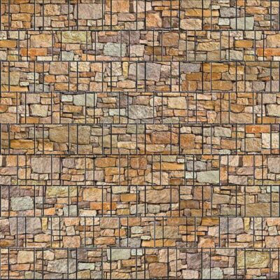 Stein bunt – Bedruckter Sichtschutzstreifen für Doppelstabmattenzaun | Beidseitig bedruckt | UV-beständig & wetterfest | 26 m Rolle