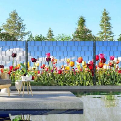 Tulpen – Panorama XXL dekorative Zaunabdeckung für Doppelstabmattenzaun | 1,8 m × 7,5 m | UV-beständig & wetterfest | Hochwertige Sichtschutzstreifen aus Polyester