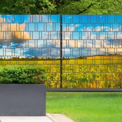 Wiese Panorama XL – bedruckte Zaunfolie mit Design für Doppelstabmattenzaun | 1,8 m × 5 m | UV-beständig, wetterfest & langlebig