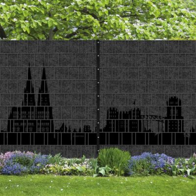 Köln Panorama XL – bedruckte Sichtschutzstreifen für Doppelstabmattenzaun | 1,8 m × 5 m | UV-beständig, wetterfest & langlebiges Polyester-Gewebe